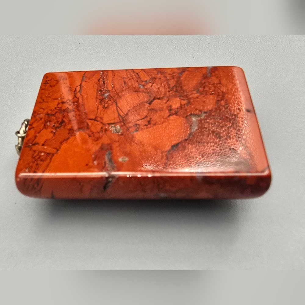 Rectangular Red Jasper Stone Necklace Pendant Wit… - image 5